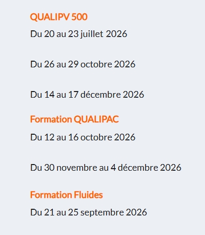 Calendrier des formations