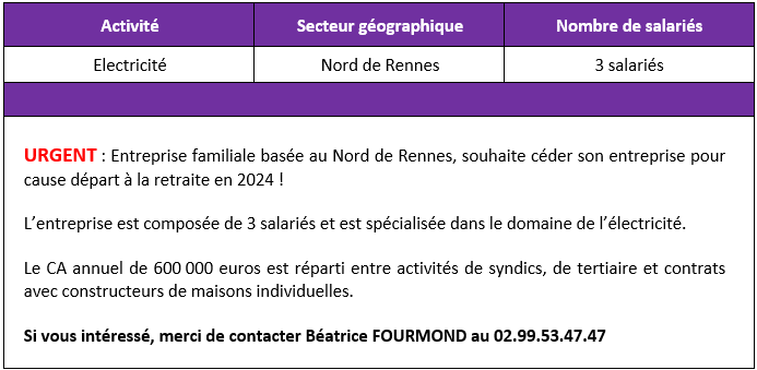 Electricite Nord de Rennes 3 salaries