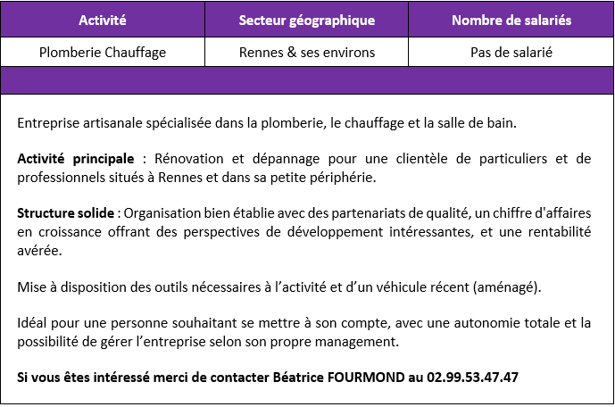 Plomberie Chauffage Rennes pas de salarie