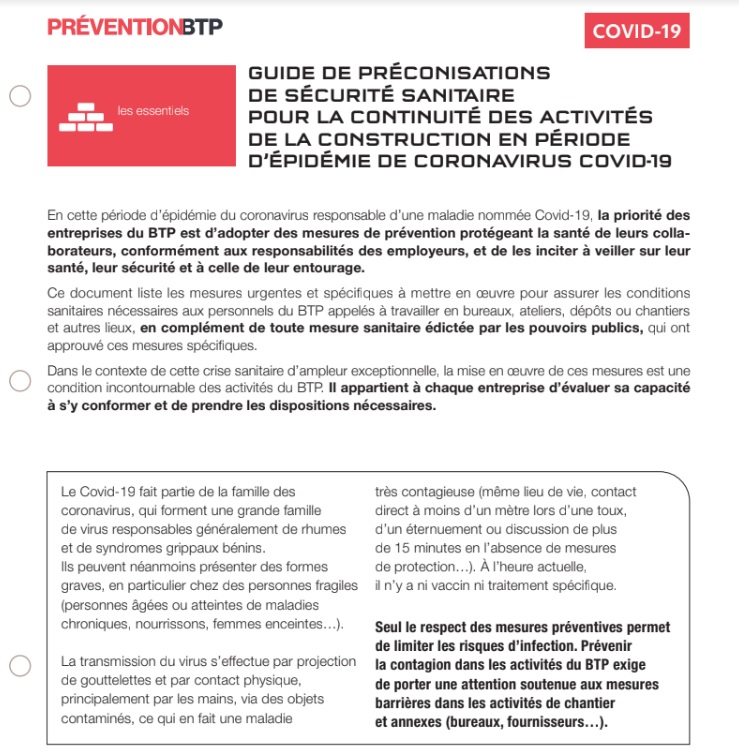 Reprise ou non des chantiers : le guide officiel de recommandations de ...